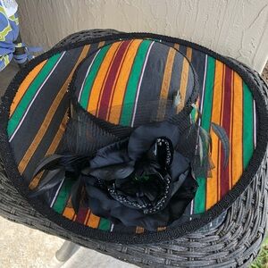 Striped Hat Flower Tulle Orange Black